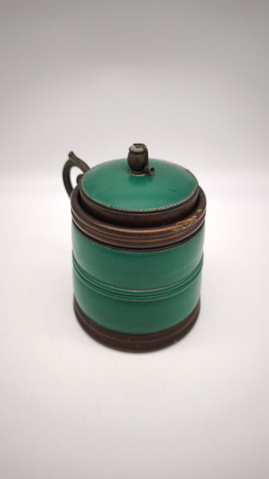 89010 Tabacchiera in legno e pelle verde