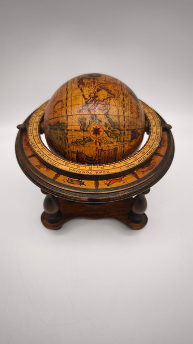 88978 Piccolo mappamondo stile antico con supporto in legno