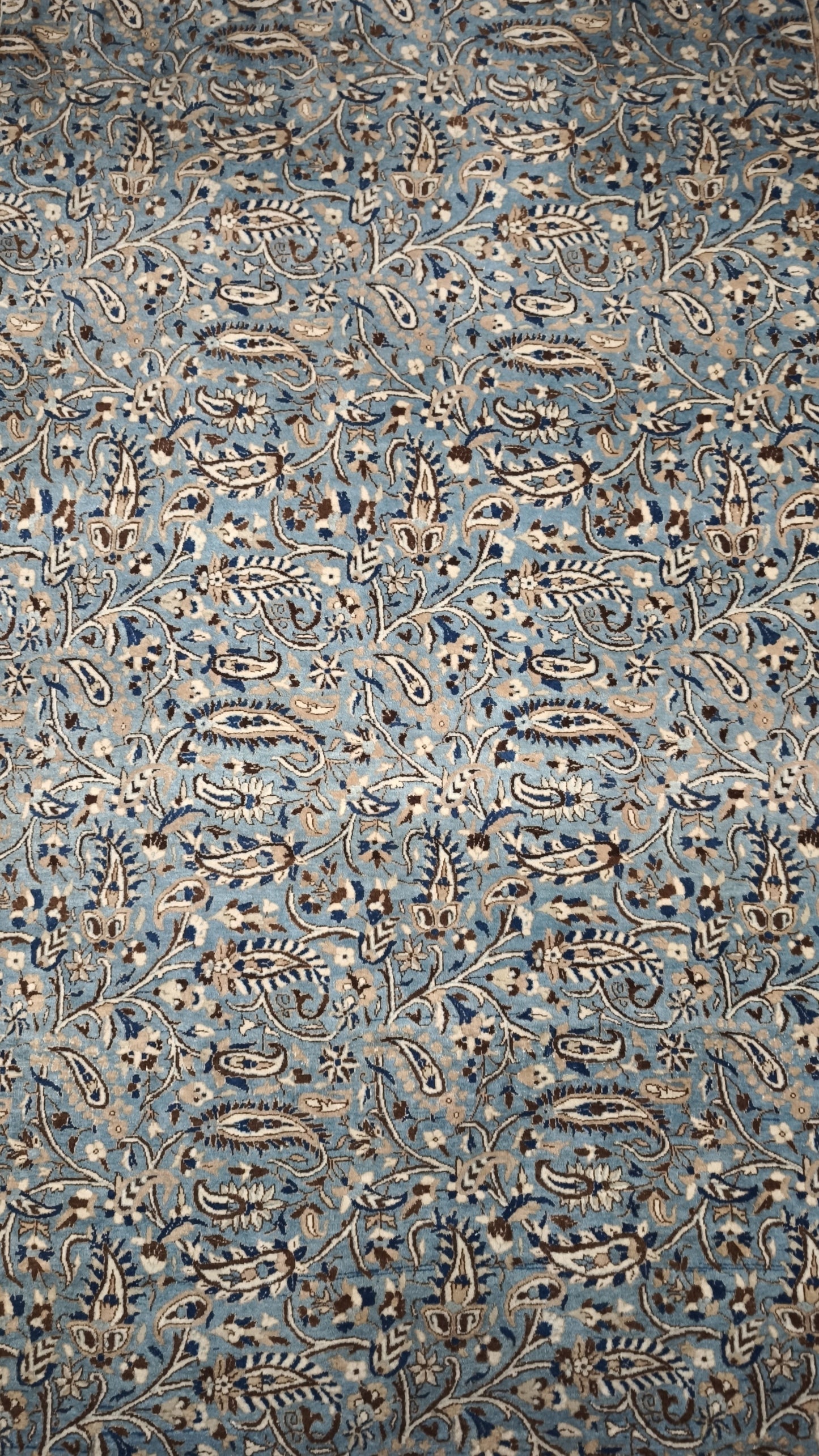 89282 Tappeto in fibra naturale base celeste con decorazione a motivo floreale 130cm x 210cm