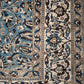 89282 Tappeto in fibra naturale base celeste con decorazione a motivo floreale 130cm x 210cm