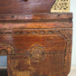 89518 Cassapanca etnica in legno massello con inserti in metallo lavorato