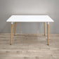 89580 Tavolo rettangolare con piano bianco e gambe in legno