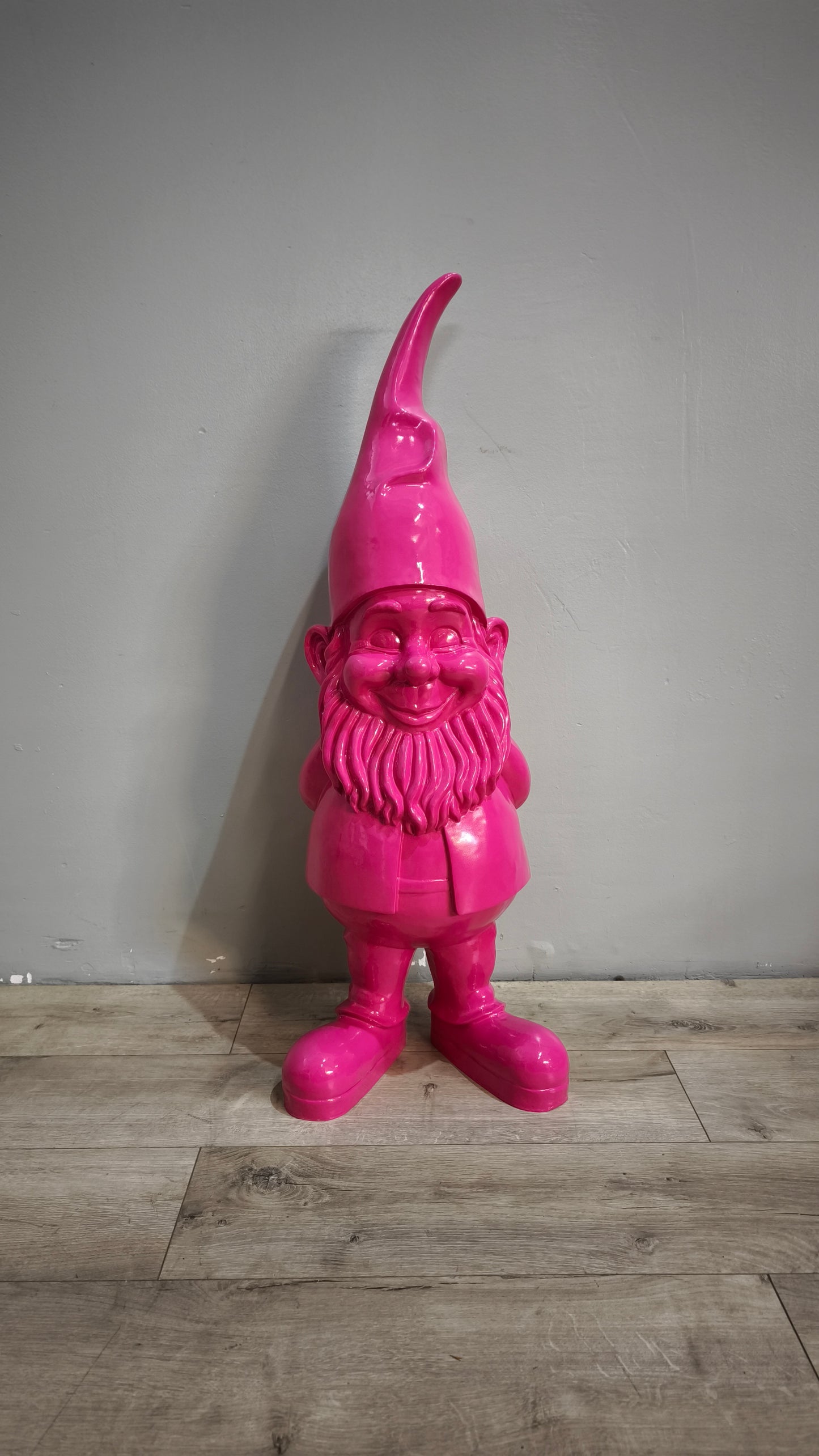 89618 Statua in resina gnomo dipinto rosa