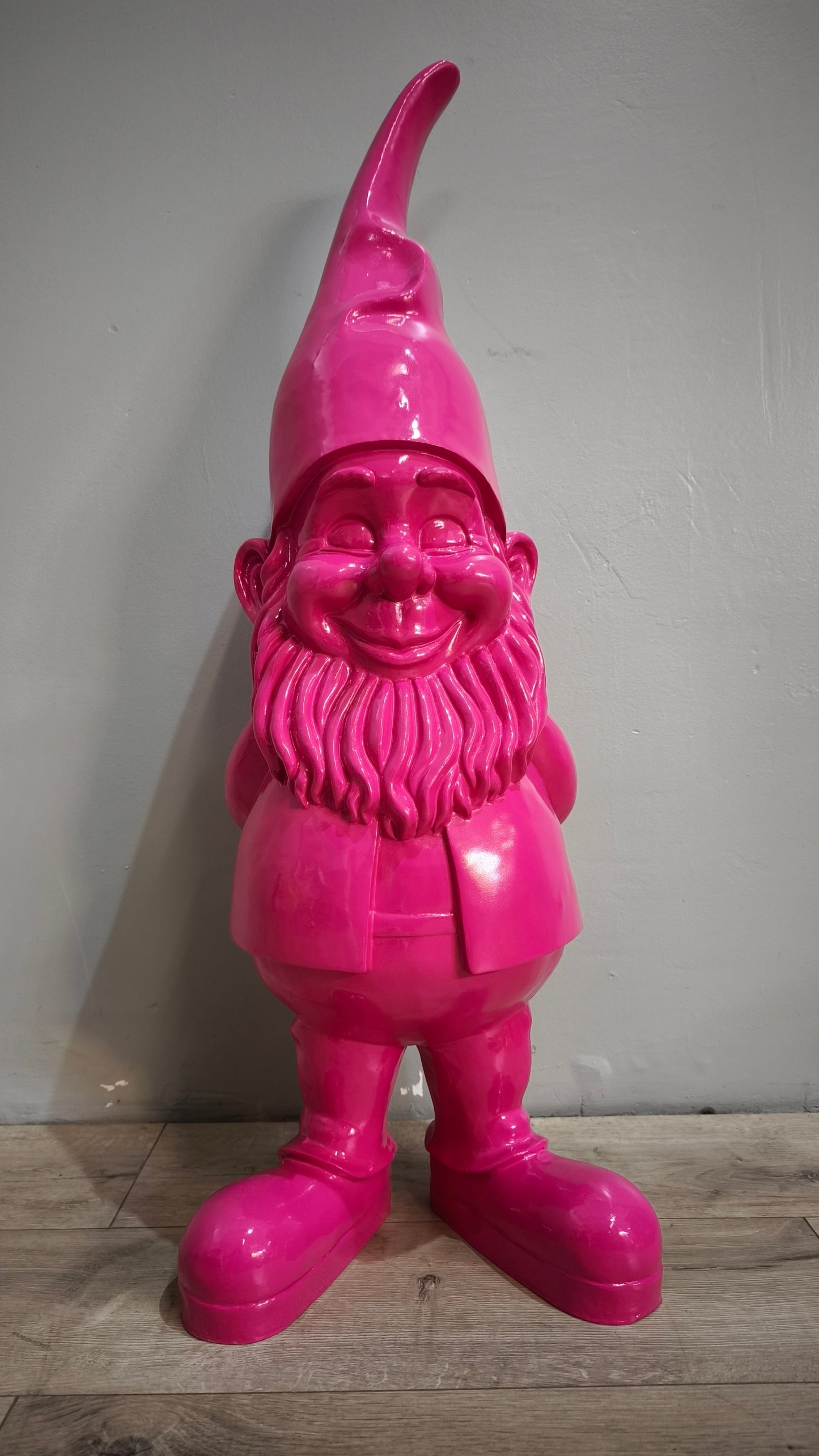 89618 Statua in resina gnomo dipinto rosa