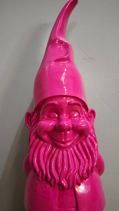 89618 Statua in resina gnomo dipinto rosa