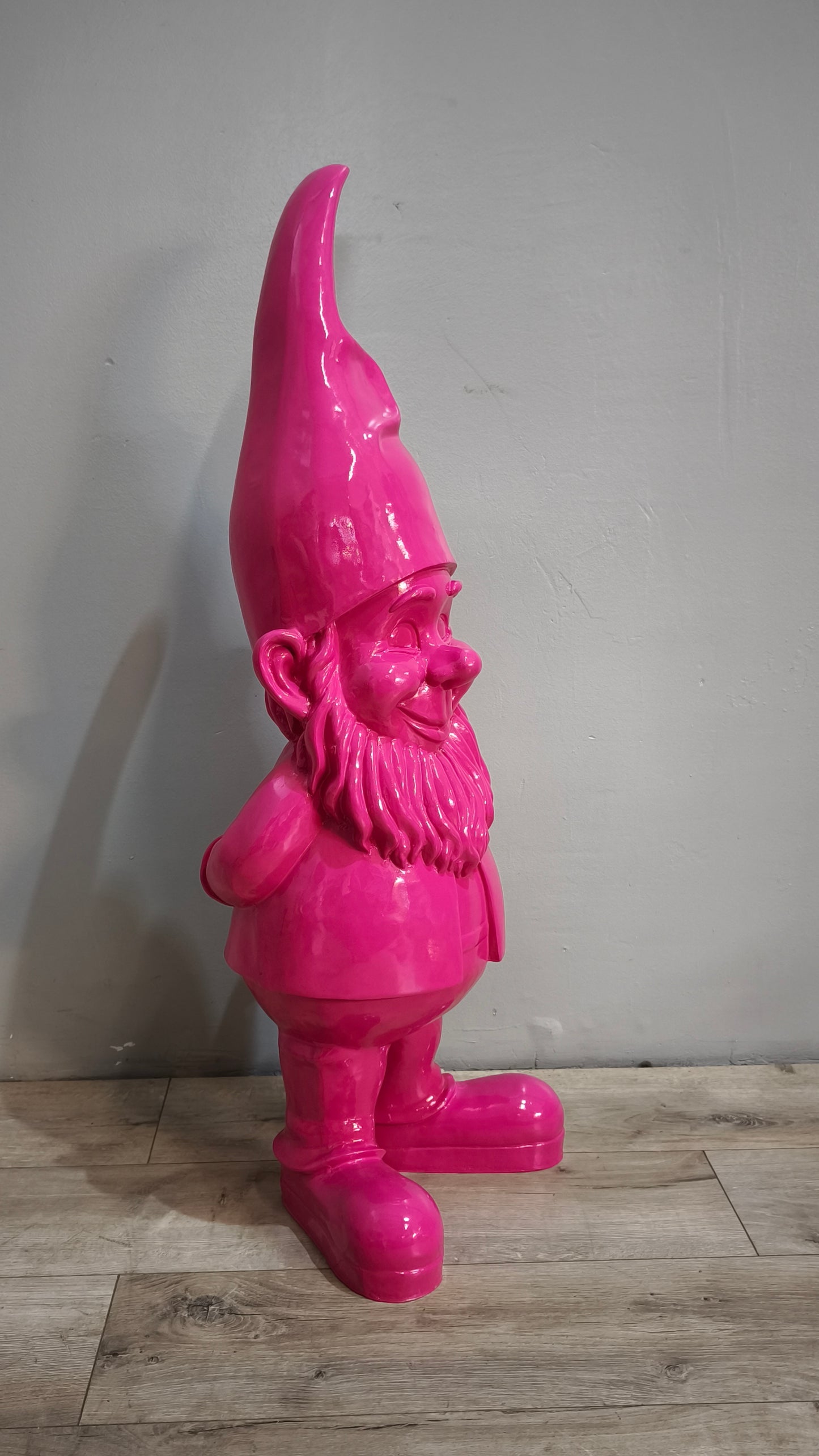 89618 Statua in resina gnomo dipinto rosa