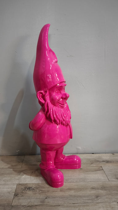 89618 Statua in resina gnomo dipinto rosa
