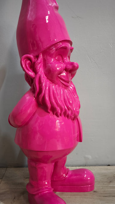 89618 Statua in resina gnomo dipinto rosa