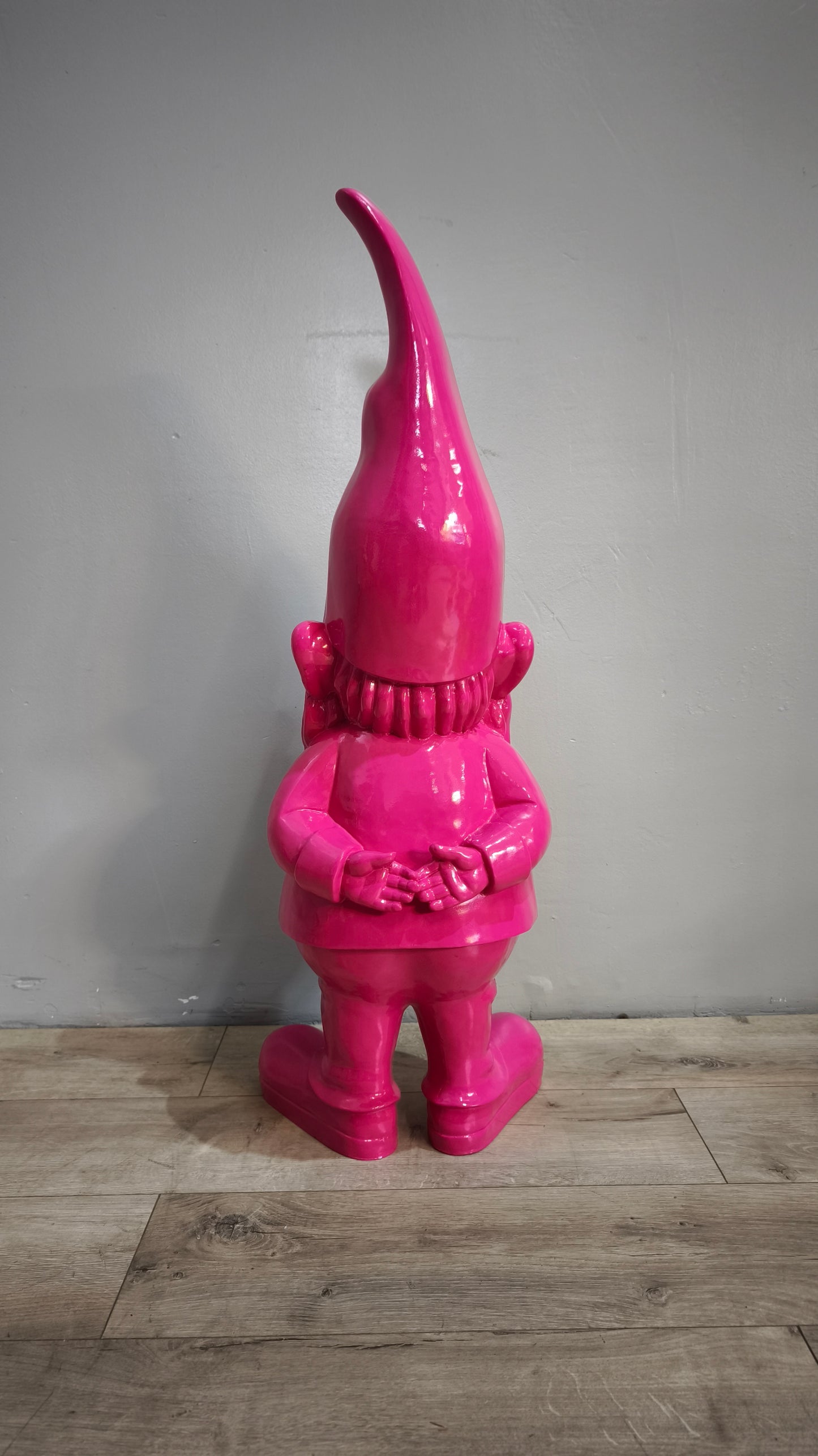 89618 Statua in resina gnomo dipinto rosa