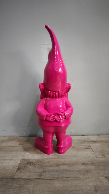 89618 Statua in resina gnomo dipinto rosa