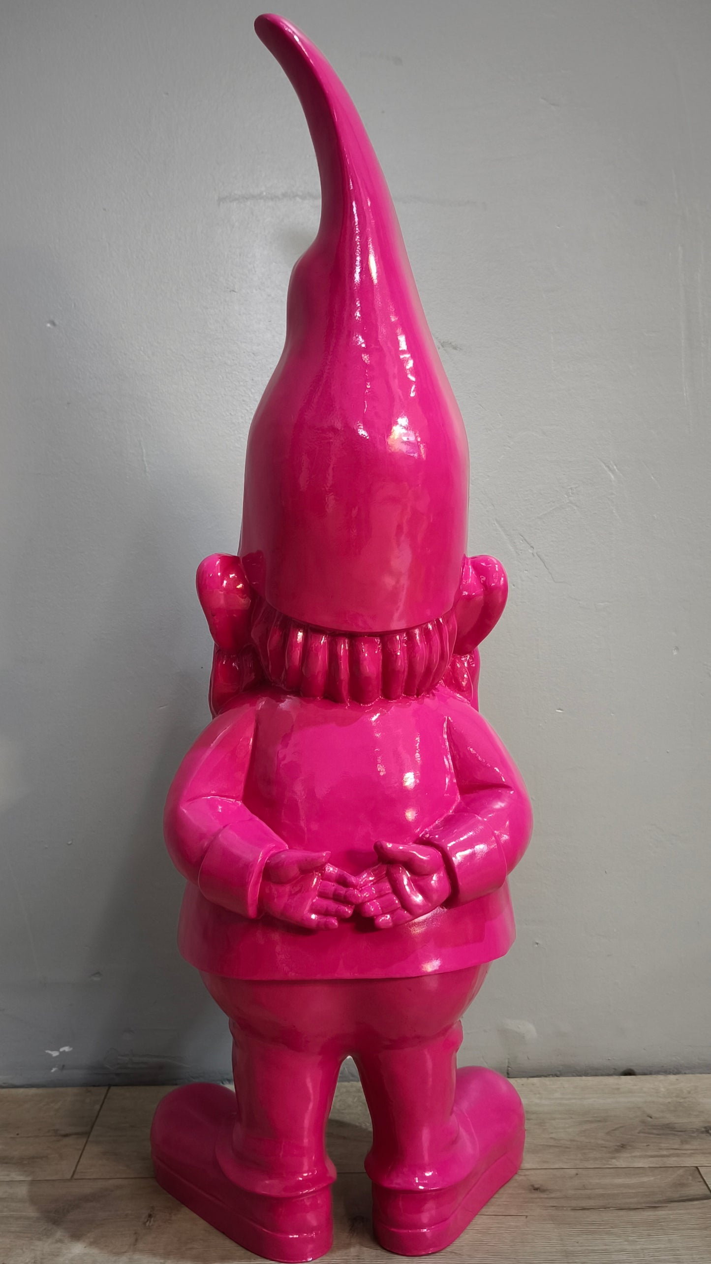 89618 Statua in resina gnomo dipinto rosa