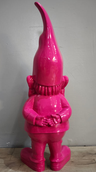89618 Statua in resina gnomo dipinto rosa