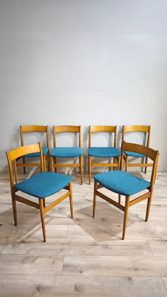 89634 Set n 6 sedie vintage Passoni, Udine, anni '60