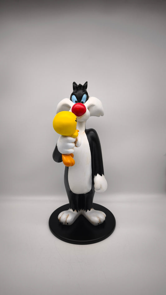 89612 Statua in resina gatto Silvestro e Tweety Titty