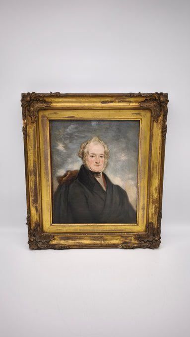 89723 Ritratto dipinto con cornice dorata in legno