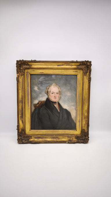 89723 Ritratto dipinto con cornice dorata in legno