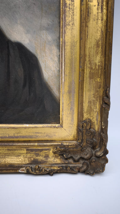 89723 Ritratto dipinto con cornice dorata in legno