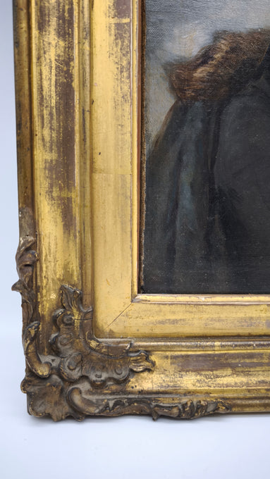 89723 Ritratto dipinto con cornice dorata in legno