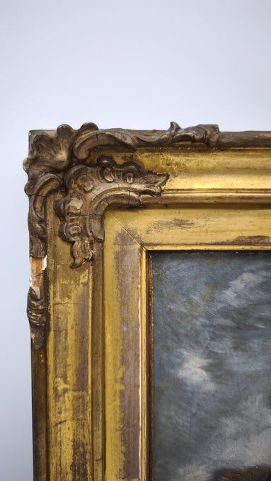 89723 Ritratto dipinto con cornice dorata in legno