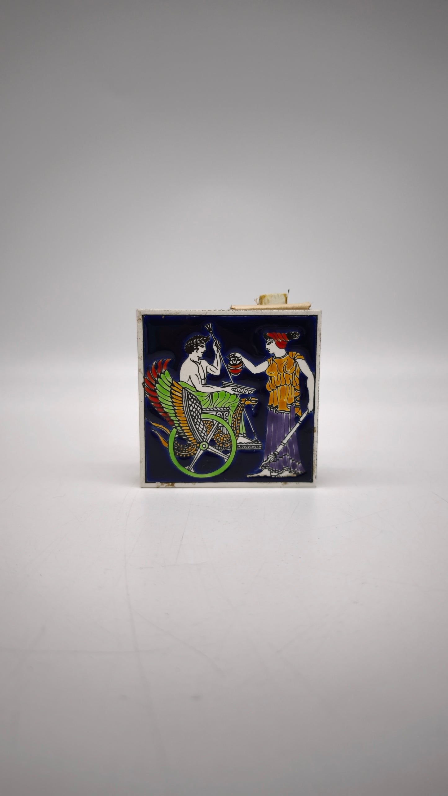 88906 Scatola porta cerini vintage Santorini in ceramica