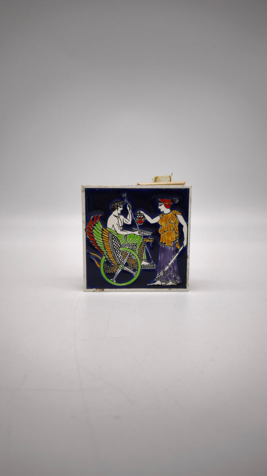 88906 Scatola porta cerini vintage Santorini in ceramica