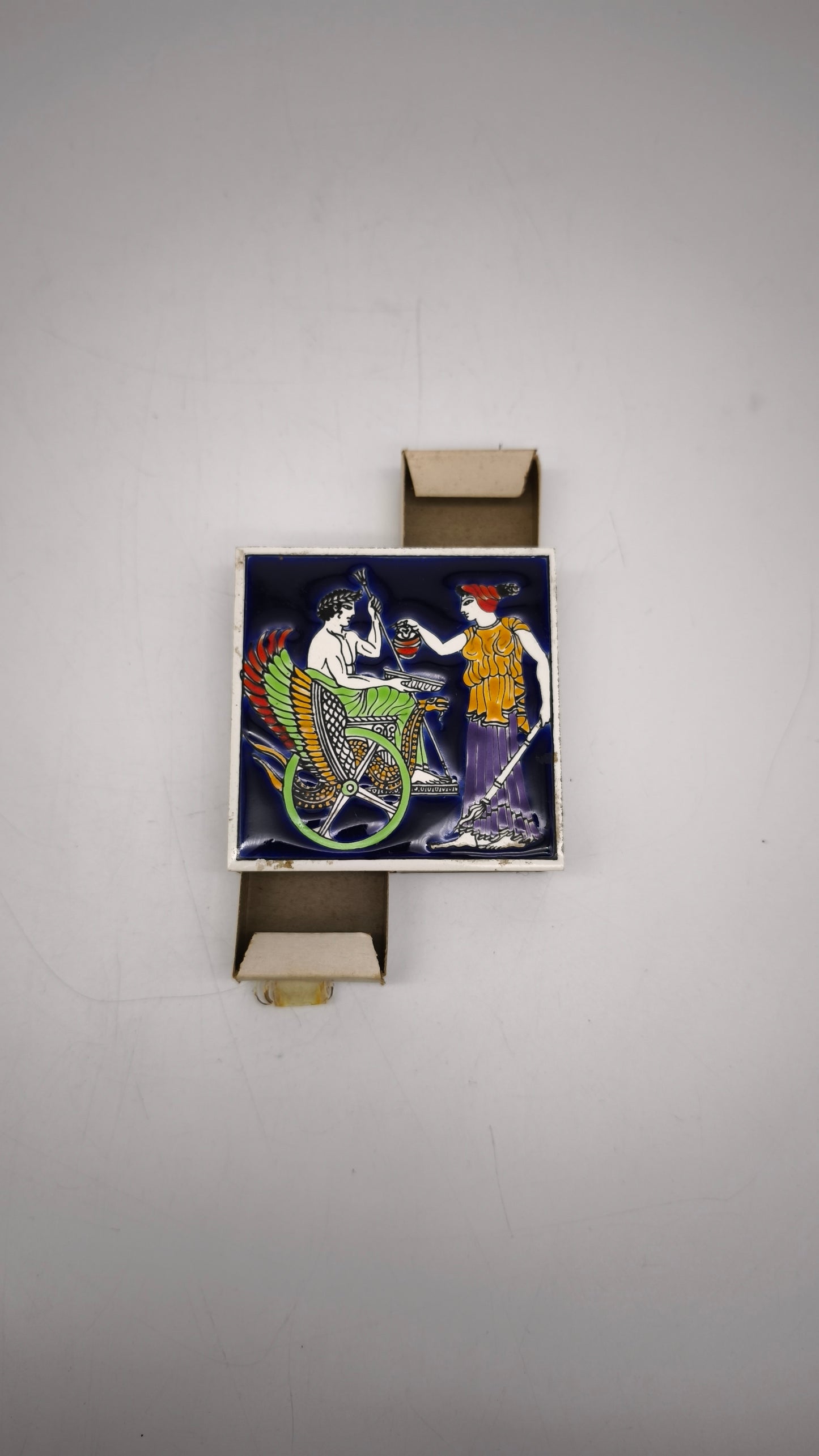 88906 Scatola porta cerini vintage Santorini in ceramica