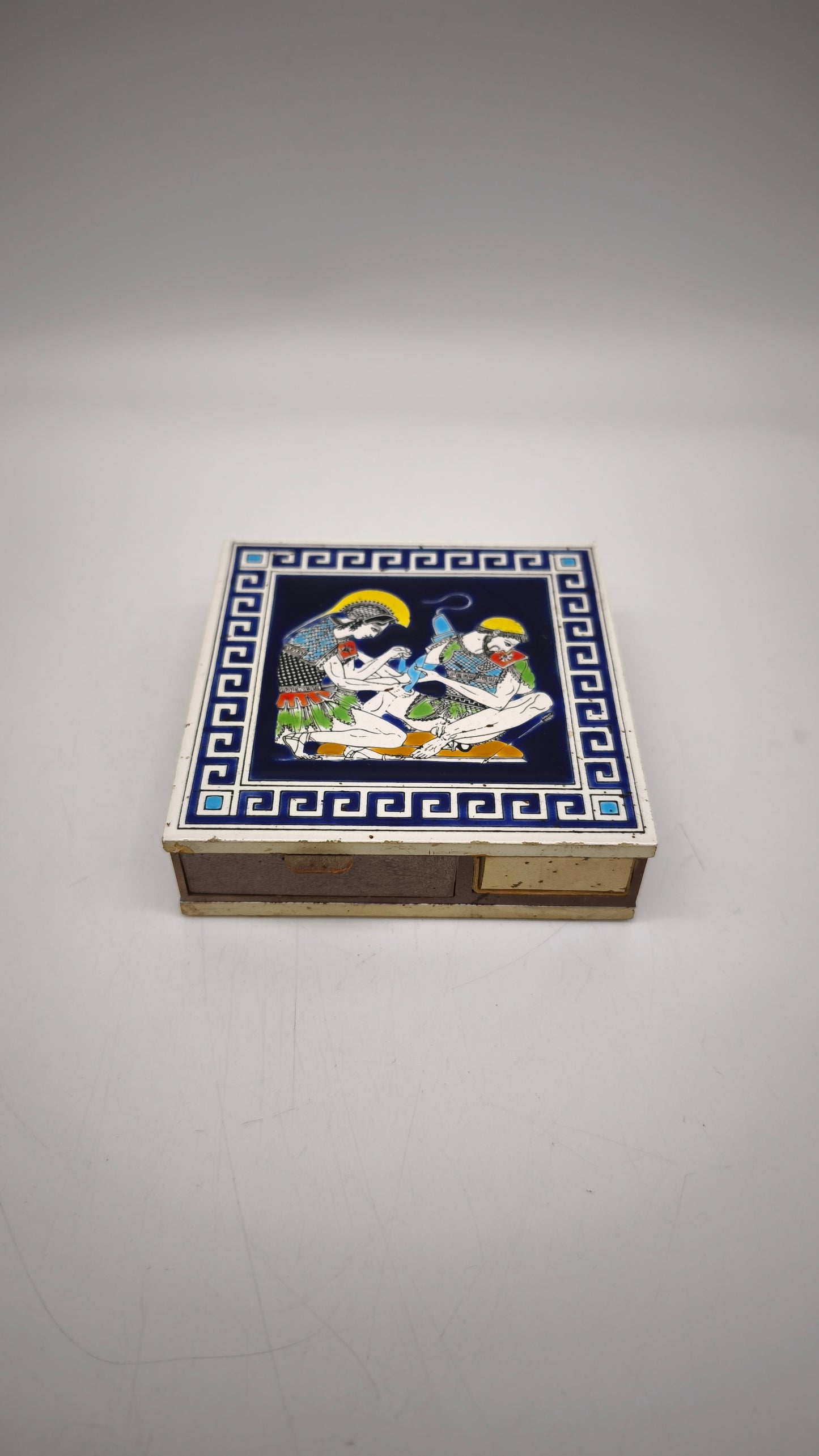 88905 Scatola porta cerini vintage Santorini in ceramica