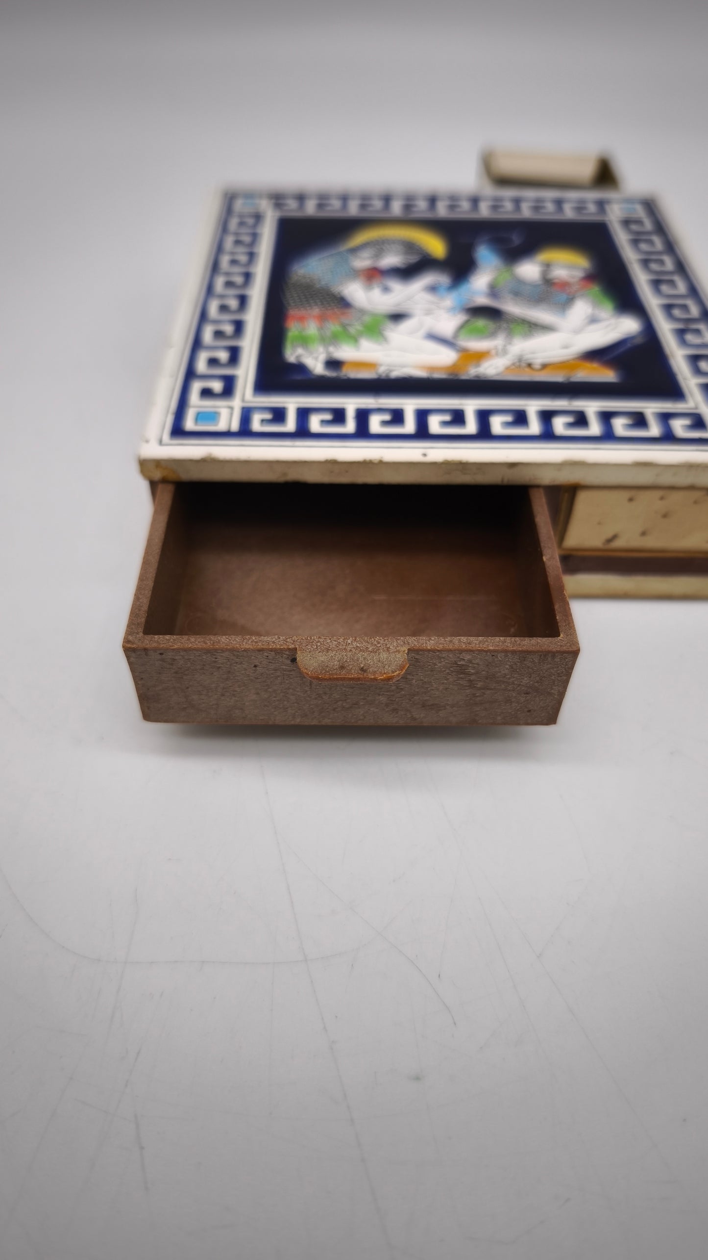88905 Scatola porta cerini vintage Santorini in ceramica