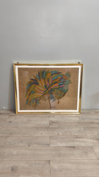 90166 Quadro Batik con pavone