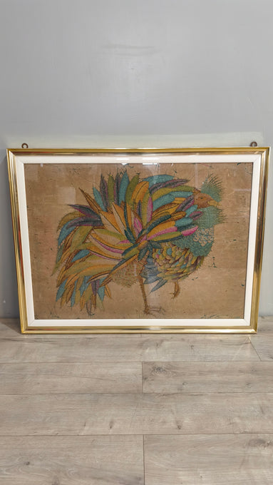 90166 Quadro Batik con pavone