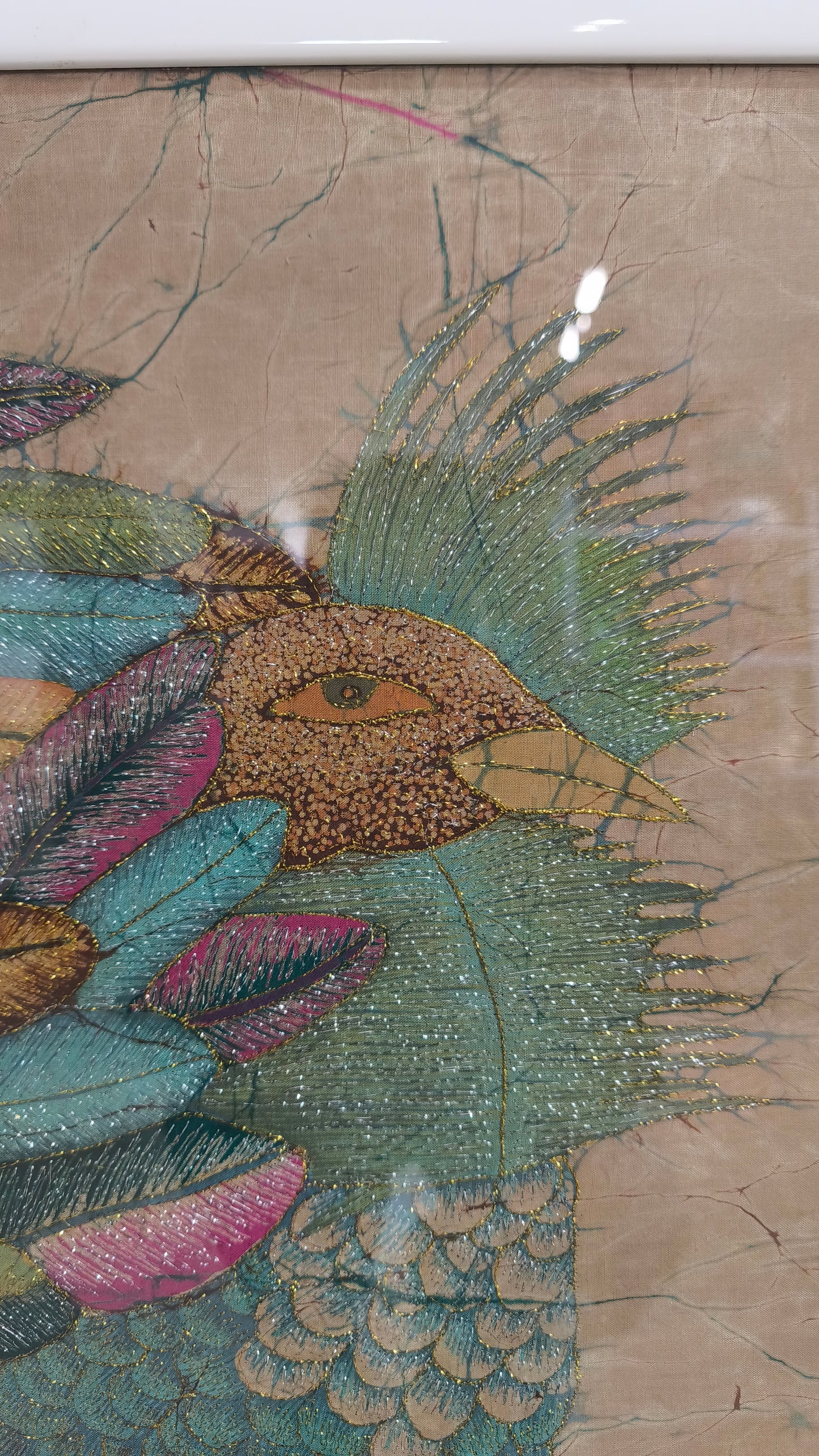 90166 Quadro Batik con pavone