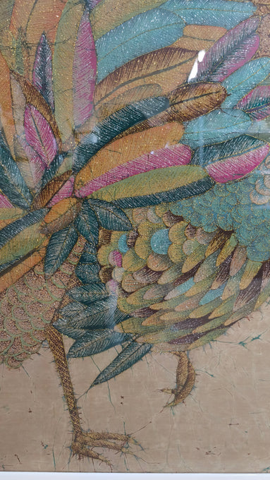 90166 Quadro Batik con pavone