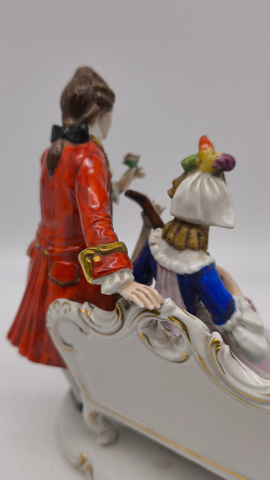 90082 Statuina in ceramica di Capodimonte lezioni di mandolino