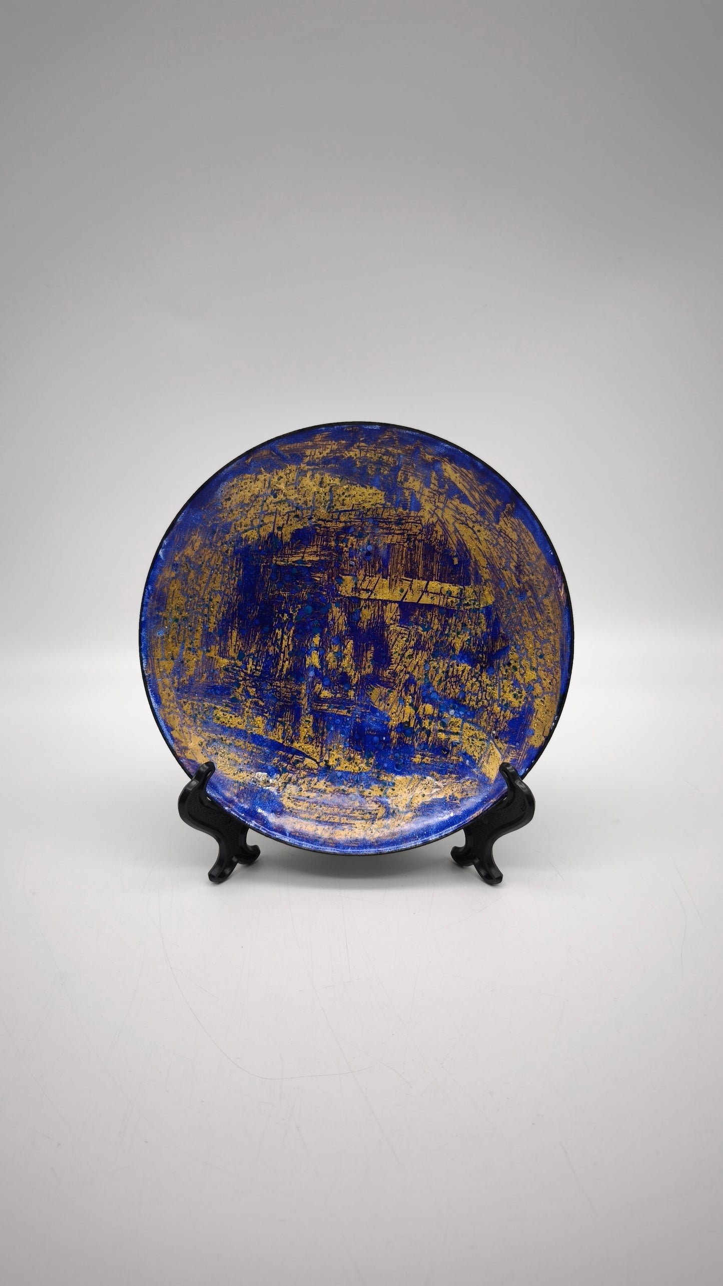 90409 Piatto decorativo in vetro blu e oro