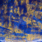 90409 Piatto decorativo in vetro blu e oro