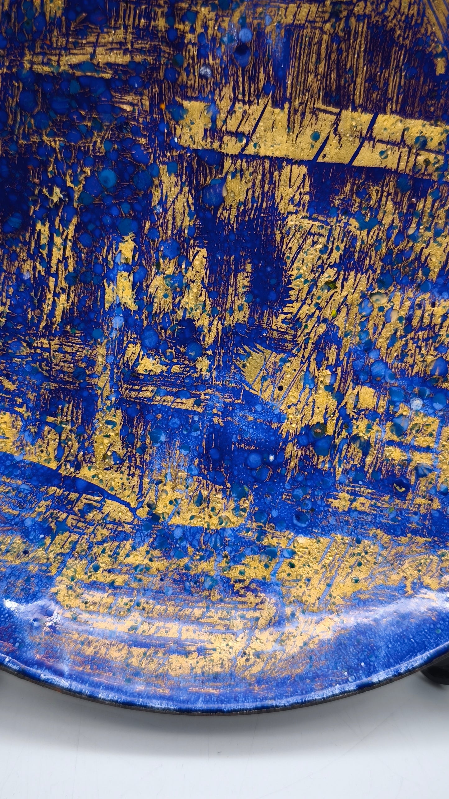 90409 Piatto decorativo in vetro blu e oro