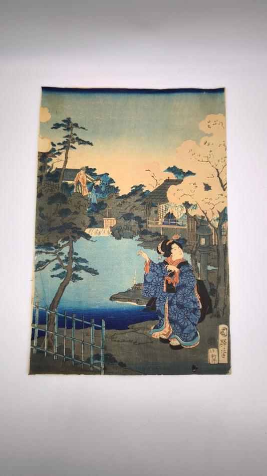 90433 Xilografia originale Ukiyo-e Utagawa Kuniteru II