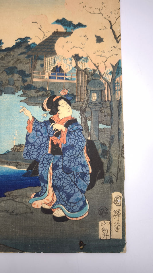 90433 Xilografia originale Ukiyo-e Utagawa Kuniteru II