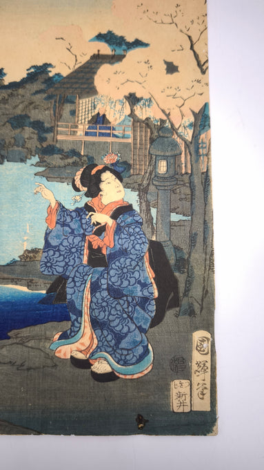 90433 Xilografia originale Ukiyo-e Utagawa Kuniteru II