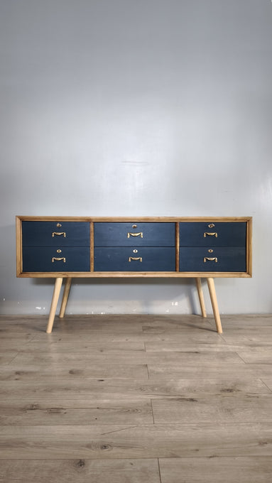 10 Sideboard anni '60 in legno dipinto con cassetti