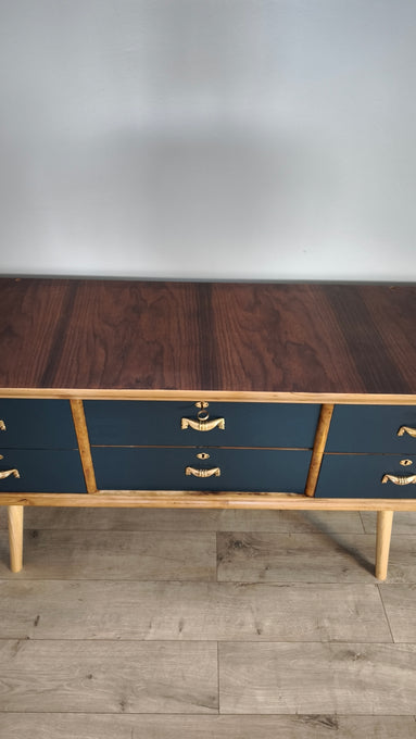 10 Sideboard anni '60 in legno dipinto con cassetti