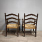 91737 Coppia di poltroncine in legno e paglia