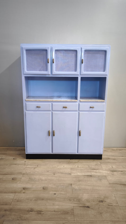 91727 Credenza anni '50 dipinta azzurra con piano in marmo
