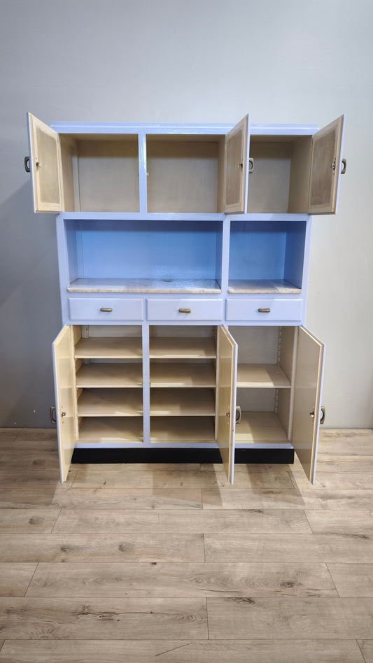 91727 Credenza anni '50 dipinta azzurra con piano in marmo