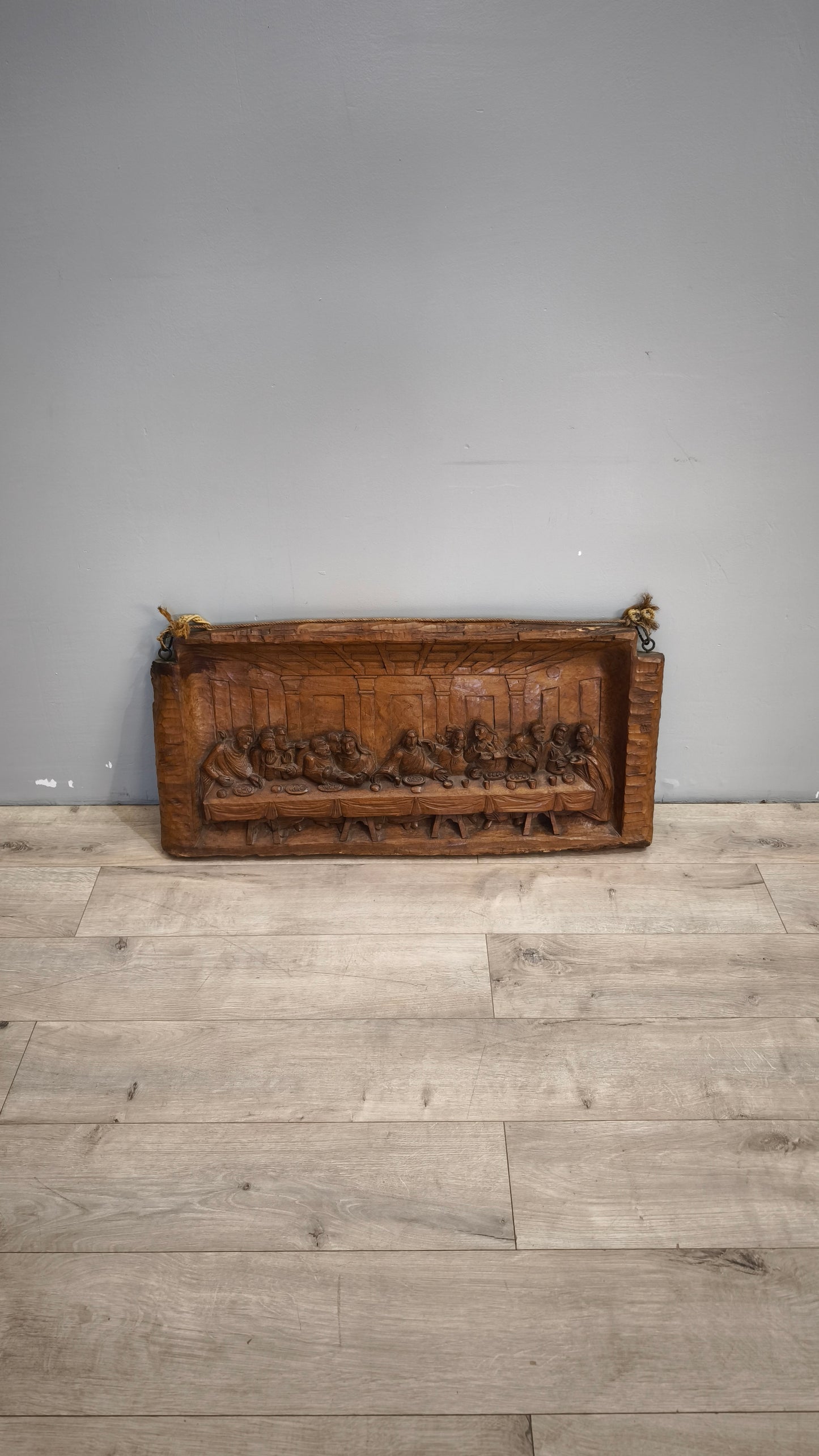 90558 Quadro intagliato su legno ultima cena