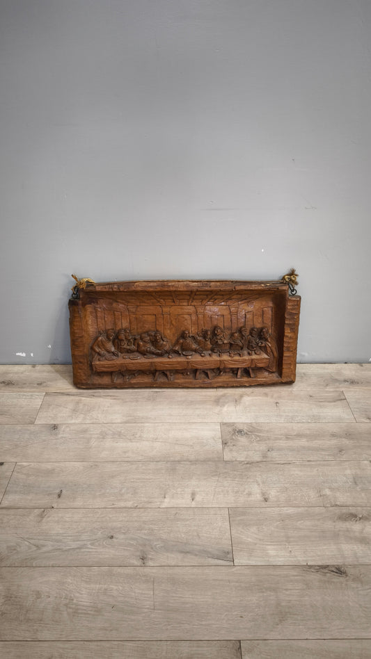 90558 Quadro intagliato su legno ultima cena