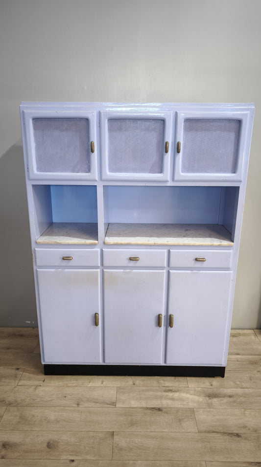 91727-2 Credenza anni '50 dipinta azzurra con piano in marmo
