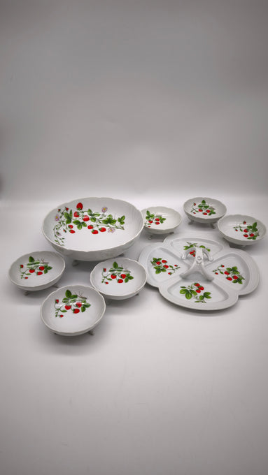 12 Set da macedonia 'Fraises De Quatre Saisons' di Nicole Bernardaud per Limoges