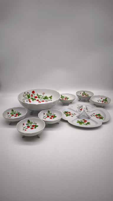 12 Set da macedonia 'Fraises De Quatre Saisons' di Nicole Bernardaud per Limoges