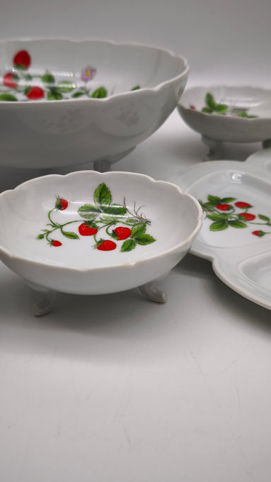 12 Set da macedonia 'Fraises De Quatre Saisons' di Nicole Bernardaud per Limoges